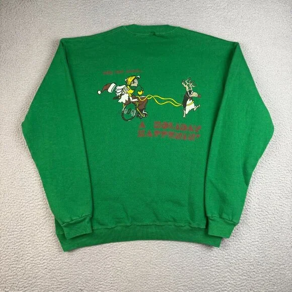 Vintage Christmas Sweatshirt XL Walker Tower Oklahoma University Sooners 80s - Picture 2 of 10